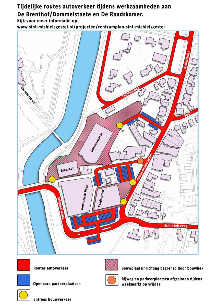 Tijdelijke routes autoverkeer tijdens werkzaamheden centrum Sint-Michielsgestel
