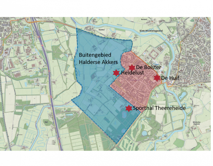 Mogelijke ontwikkellocaties in Theereheide