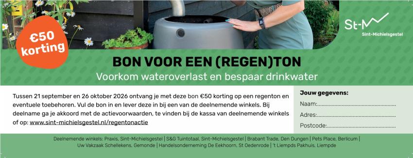 Waardebon Regentonactie najaar 2026