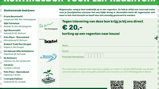 Kortingsbon voor een regenton, klik voor een vergroting