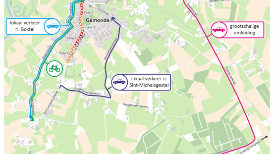 Kaart afsluiting Sint-Lambertusweg, klik voor een vergroting