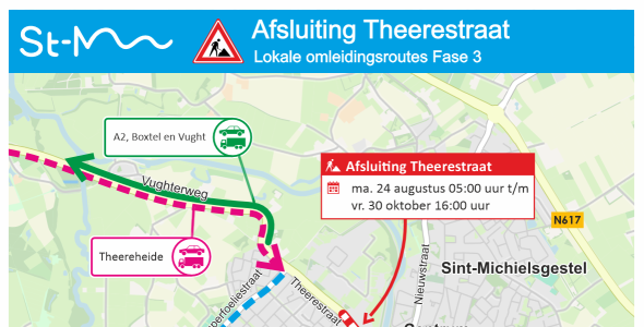 De Theerestraat wordt afgesloten.