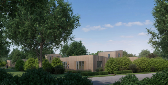 Impressie van de woningen vanaf de hoek Bramerslandstraat/Pastorijakker